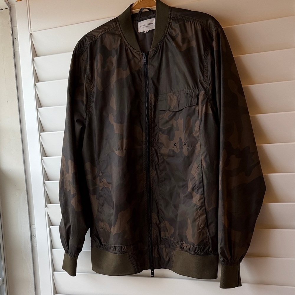 Five Four Men's Green Camouflage Bomber Jacket